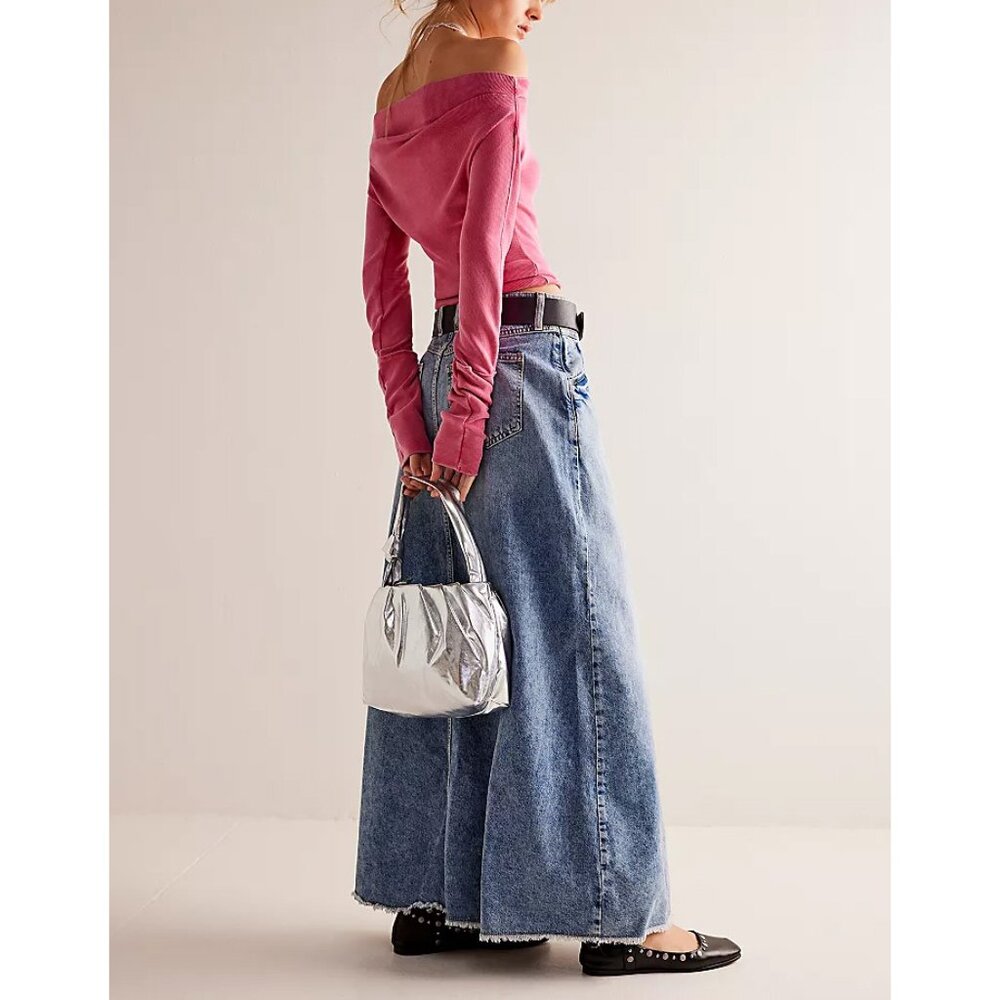 NWT: FREE PEOPLE Viva La Vegan Clutch / Silver - Picture 2 of 10